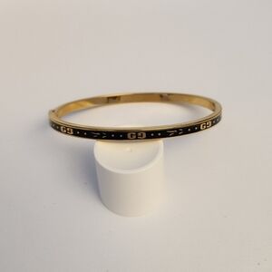 Gucci Gold Black GG Bangle, Signed